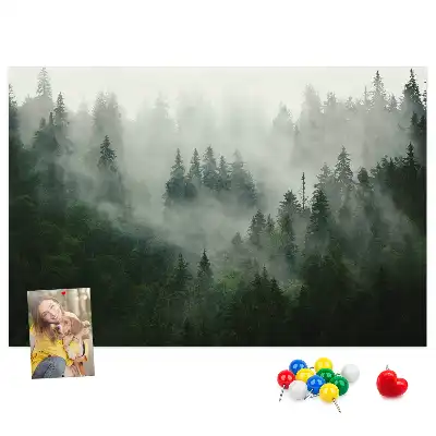 Tableau en liège déco Forêt dans le brouillard matin