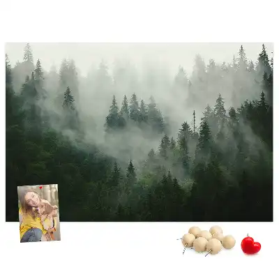 Tableau en liège déco Forêt dans le brouillard matin