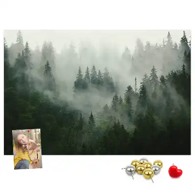 Tableau en liège déco Forêt dans le brouillard matin