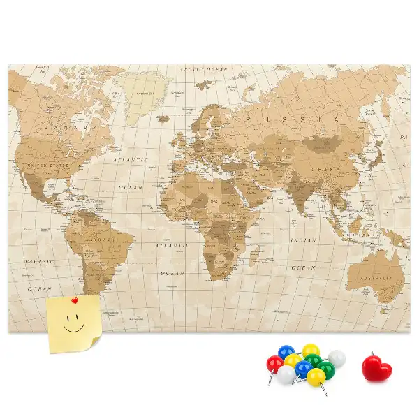 Tableau en liège déco Pays et frontières du globe