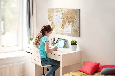Tableau en liège déco Pays et frontières du globe