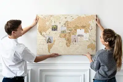Tableau en liège déco Pays et frontières du globe