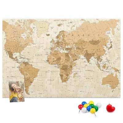 Tableau en liège déco Pays et frontières du globe