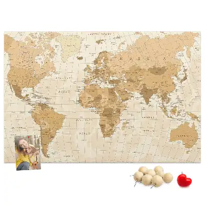 Tableau en liège déco Pays et frontières du globe
