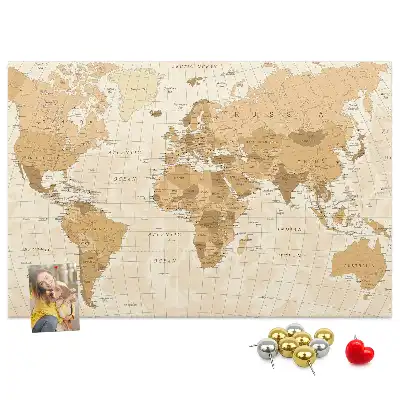 Tableau en liège déco Pays et frontières du globe
