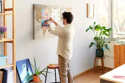 Tableau en liège déco Pays et frontières du globe