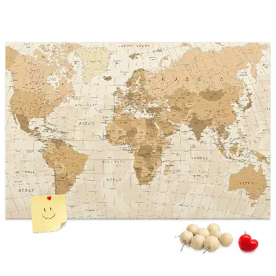 Tableau en liège déco Pays et frontières du globe