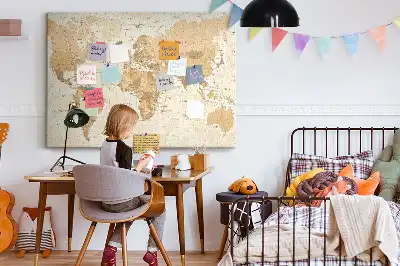 Tableau en liège déco Pays et frontières du globe
