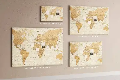 Tableau en liège déco Pays et frontières du globe