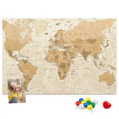 Tableau en liège déco Pays et frontières du globe