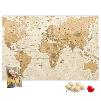 Tableau en liège déco Pays et frontières du globe