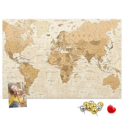 Tableau en liège déco Pays et frontières du globe