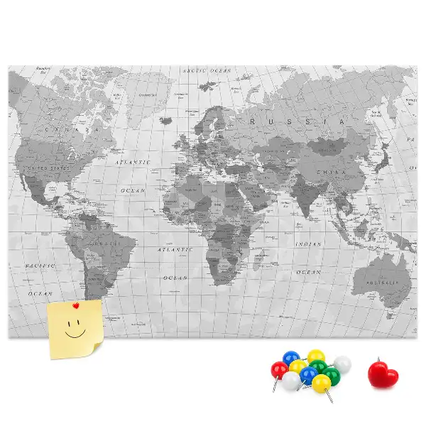 Tableau en liège déco Carte politique du monde scolaire