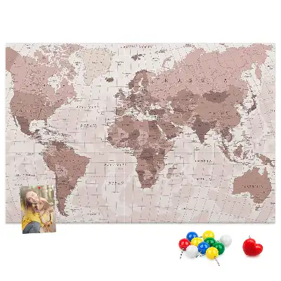Tableau d’affichage en liège Pays du monde carte politique