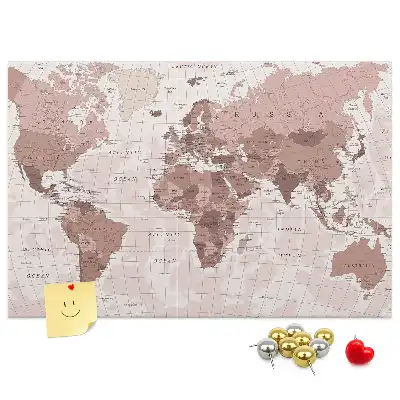 Tableau d’affichage en liège Pays du monde carte politique