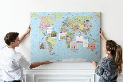Tableau d’affichage en liège Carte administrative du globe