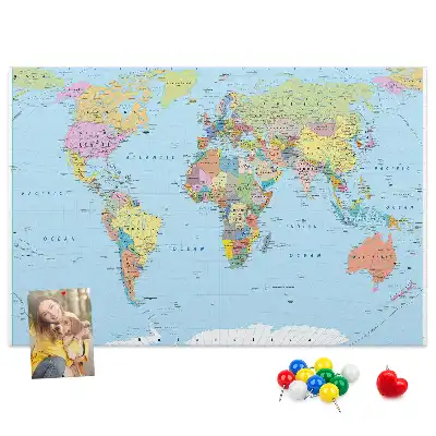Tableau d’affichage en liège Carte administrative du globe