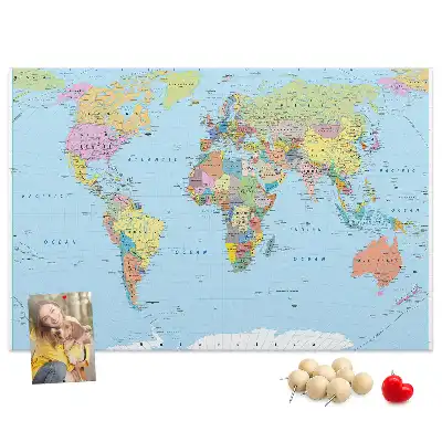 Tableau d’affichage en liège Carte administrative du globe