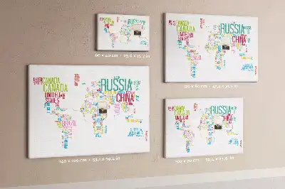 Tableau en liège déco Carte avec noms des pays