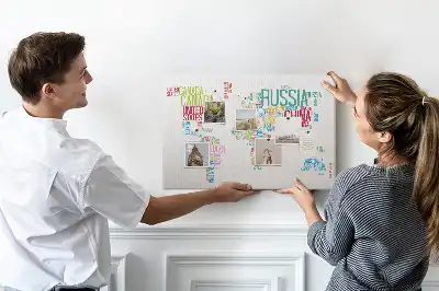 Tableau en liège déco Carte avec noms des pays