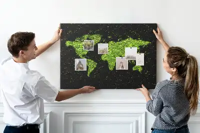 Tableau en liège déco Globe terrestre entier terres