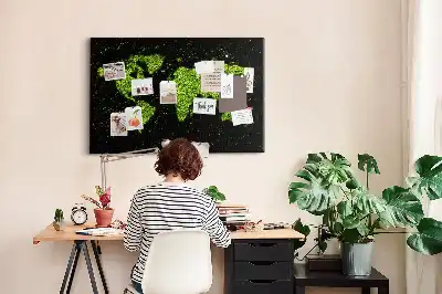 Tableau en liège déco Globe terrestre entier terres