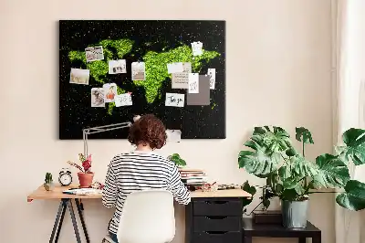 Tableau en liège déco Globe terrestre entier terres
