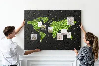 Tableau en liège déco Globe terrestre entier terres