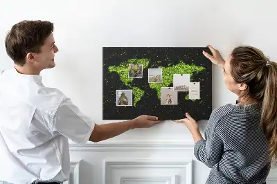 Tableau en liège déco Globe terrestre entier terres