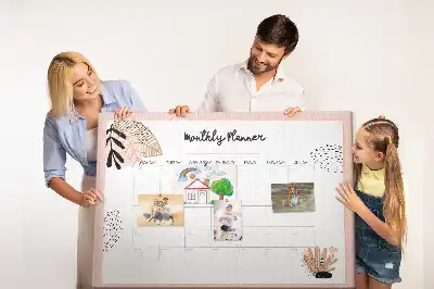 Tableau en liège déco Planificateur mensuel avec fleurs