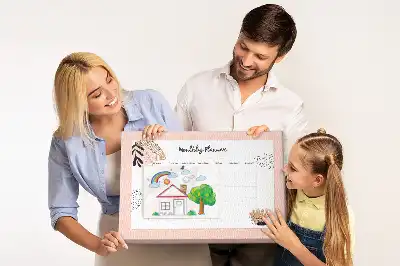 Tableau en liège déco Planificateur mensuel avec fleurs