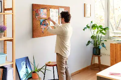 Tableau en liège déco Carte du Monde avec drapeaux