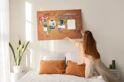Tableau en liège déco Carte du Monde avec drapeaux