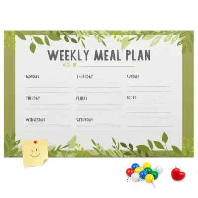 Tableau en liège décoratif pour le planning hebdomadaire des repas