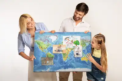 Tableau d’affichage en liège Graphique carte du monde rétro