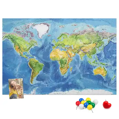 Tableau d’affichage en liège Graphique carte du monde rétro