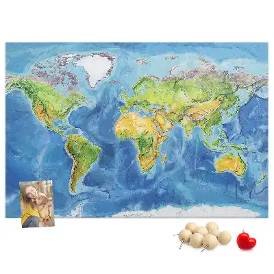 Tableau d’affichage en liège Graphique carte du monde rétro