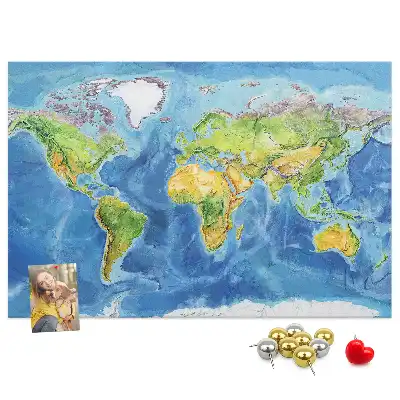 Tableau d’affichage en liège Graphique carte du monde rétro