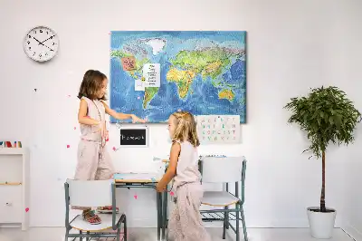 Tableau d’affichage en liège Graphique carte du monde rétro