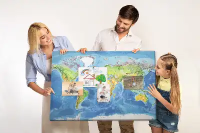 Tableau d’affichage en liège Graphique carte du monde rétro