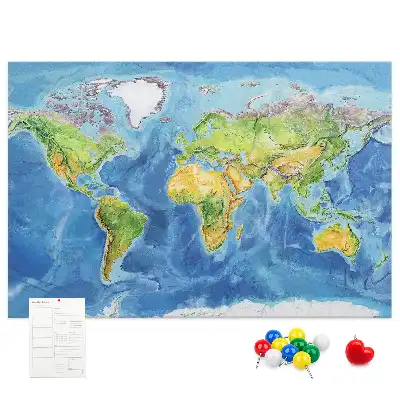 Tableau d’affichage en liège Graphique carte du monde rétro
