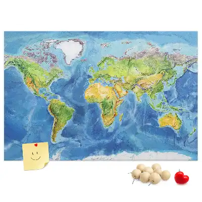 Tableau d’affichage en liège Graphique carte du monde rétro