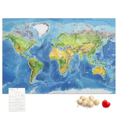 Tableau d’affichage en liège Graphique carte du monde rétro