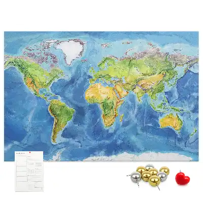 Tableau d’affichage en liège Graphique carte du monde rétro
