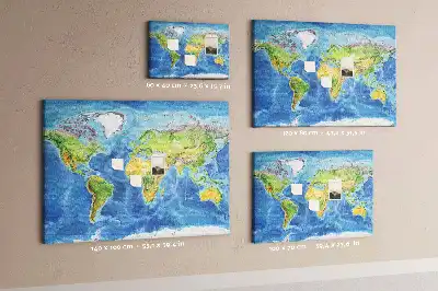 Tableau d’affichage en liège Graphique carte du monde rétro