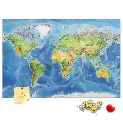 Tableau d’affichage en liège Graphique carte du monde rétro
