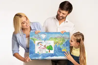 Tableau d’affichage en liège Graphique carte du monde rétro
