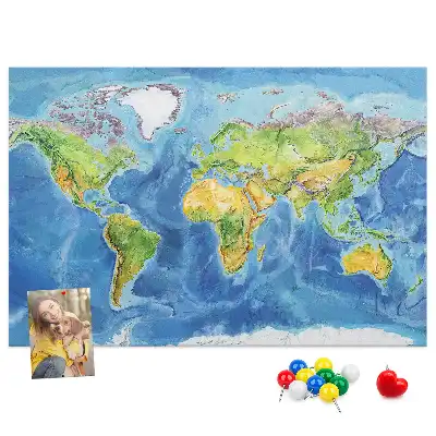 Tableau d’affichage en liège Graphique carte du monde rétro