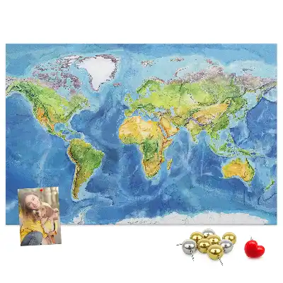 Tableau d’affichage en liège Graphique carte du monde rétro
