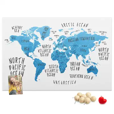 Tableau en liège déco Carte bleue de la terre